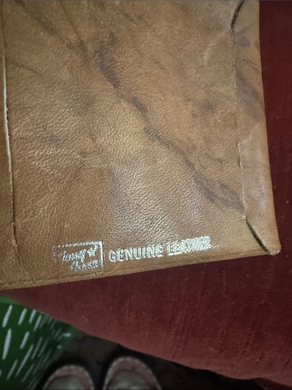 Tony Lama Tan Leather Money Clip with White Stitching